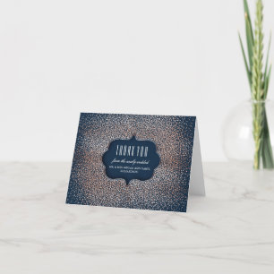 Rose Gold Vintage Confetti Navy Wedding Thank You Card