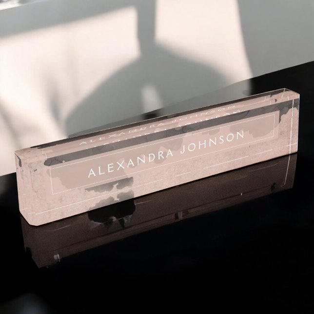 Rose Gold Watercolor | Blush Pink Foil Modern Nameplate (Creator Uploaded)
