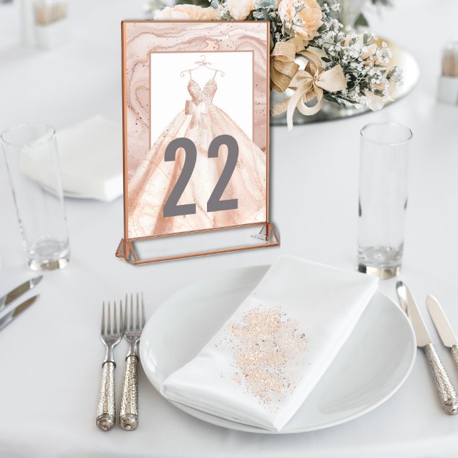 Rose Gold Watercolor Bridal Dress Table Numbers (Creator Uploaded)