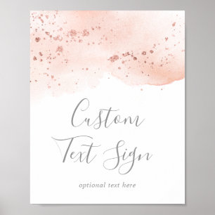 Rose Gold Watercolor Custom Text Sign