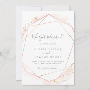 Rose Gold Watercolor Elopement Announcement