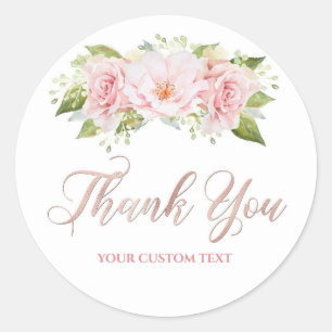 Rose Gold Watercolor Flowers Thank You Favour Tags