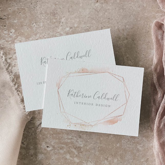 Rose Gold Watercolor Geometric Business Card (Creator Uploaded)