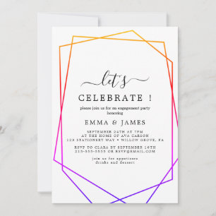 Rose Gold Watercolor Geometric Let's Celebrate  Invitation