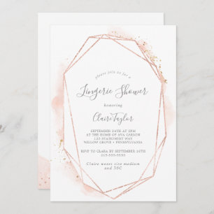 Rose Gold Watercolor Geometric Lingerie Shower Invitation