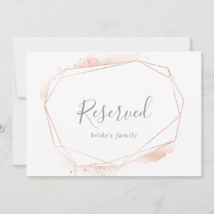 Rose Gold Watercolor Geometric Reserved Sign