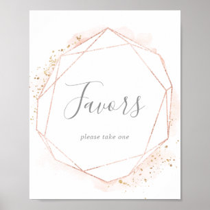 Rose Gold Watercolor Geometric Wedding Favours Sig Poster