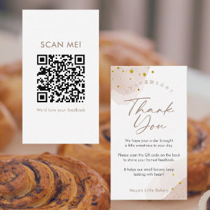 Rose Gold Watercolor Leave a Review QR Code Business Card