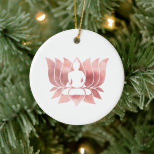 Rose Gold Watercolor Texture Buddha Meditation Zen Ceramic Tree Decoration