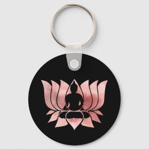 Rose Gold Watercolor Texture Buddha Meditation Zen Key Ring