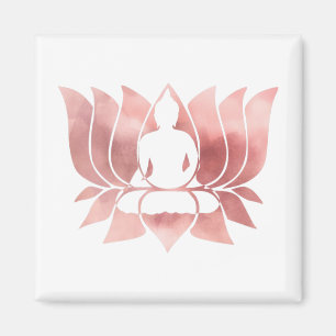 Rose Gold Watercolor Texture Buddha Meditation Zen Magnet