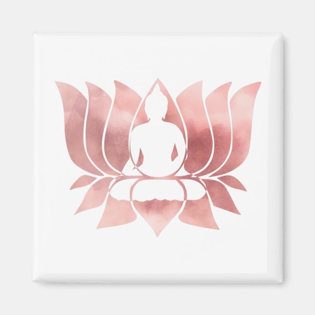 Rose Gold Watercolor Texture Buddha Meditation Zen Magnet (Front)