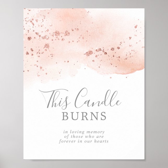 Rose Gold Watercolor This Candle Burns Sign (Front)