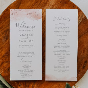 Rose Gold Watercolor Wedding Program Programme