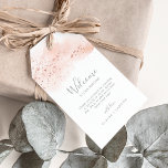 Rose Gold Watercolor Wedding Welcome Gift Tags<br><div class="desc">These rose gold watercolor wedding welcome gift tags are perfect for an elegant wedding. The whimsical design features neutral blush pink watercolor with beautiful faux rose gold glitter. Personalise the tags with the location of your wedding, a short welcome note, your names, and wedding date. These tags are perfect for...</div>