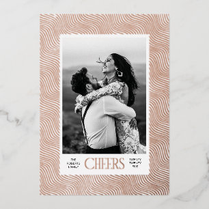 Rose Gold Wavy Lines Etched Border New Year