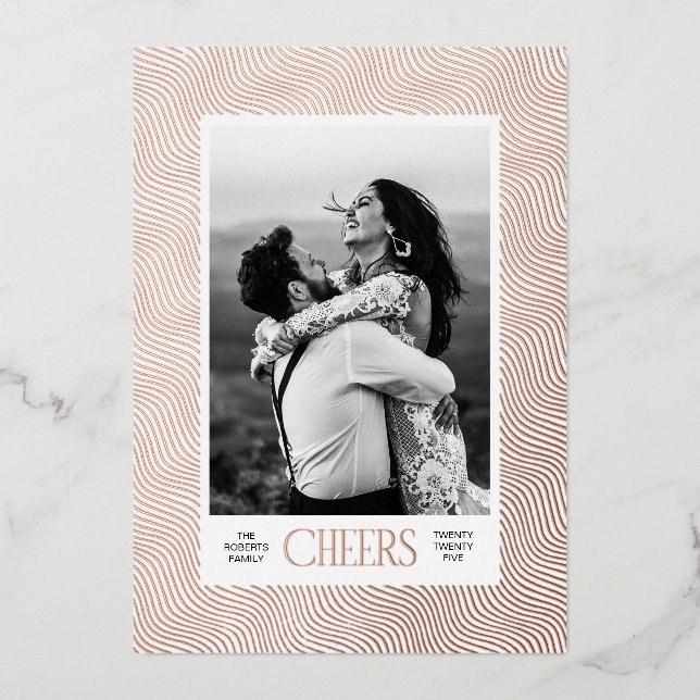 Rose Gold Wavy Lines Etched Border New Year (Front)