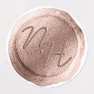 Rose Gold Wax Seal Initials Wedding Monogram