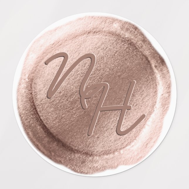 Rose Gold Wax Seal Initials Wedding Monogram (Design 1)