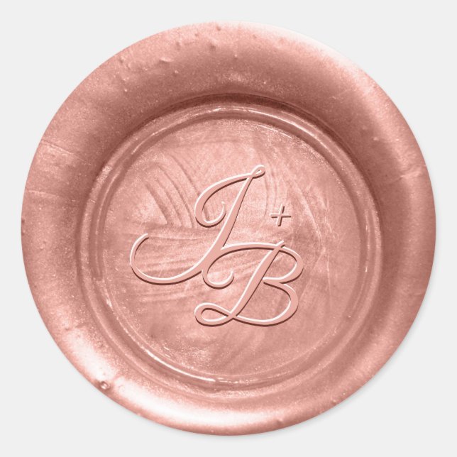 Rose Gold Wax Seal Print Stickers Wedding Envelope (Front)
