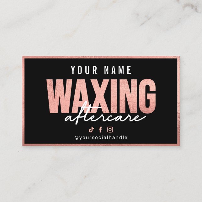 Rose Gold Waxing Aftercare Card (Front)