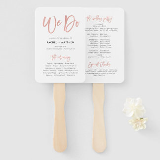 Rose Gold We Do Wedding Ceremony Program Fans