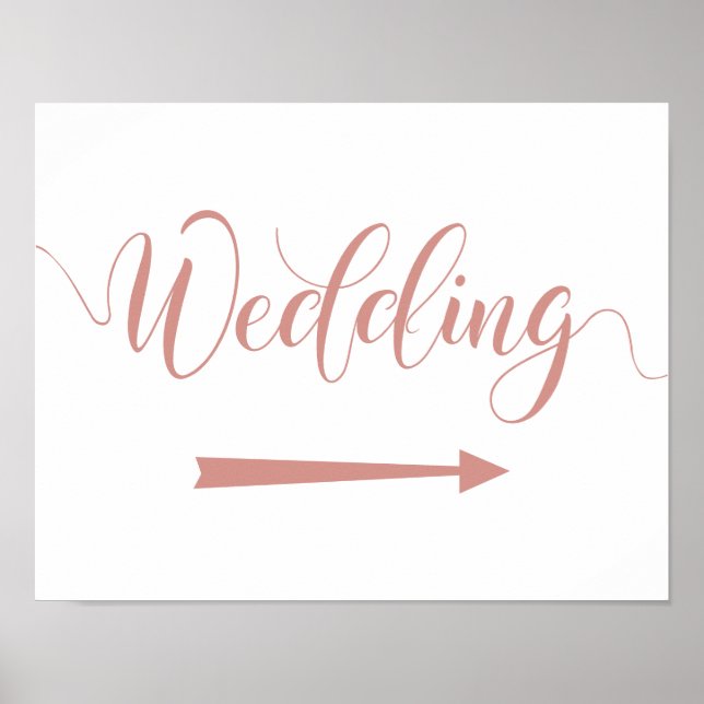 Rose Gold Wedding Arrow Sign Right Direction (Front)