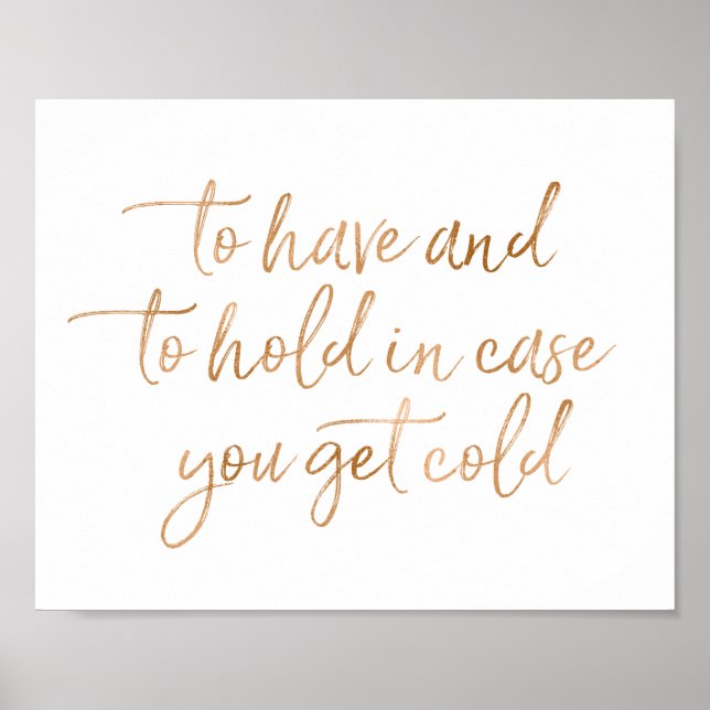 Rose Gold Wedding Blankets 8x10 Sign (Front)