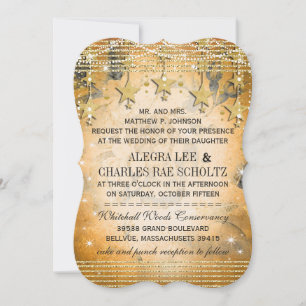 Rose Gold Wedding Chalkboard Under the Stars Invitation