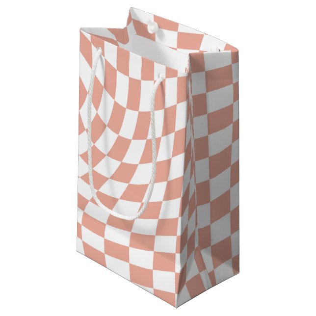 Rose Gold Wedding Collection Check Chequered    Small Gift Bag (Front Angled)