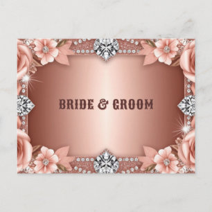 Rose Gold Wedding Floral Frame Postcard