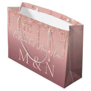 Rose Gold Wedding Gift Bag Personalised Your Text