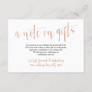 Rose Gold Wedding Gifts Card