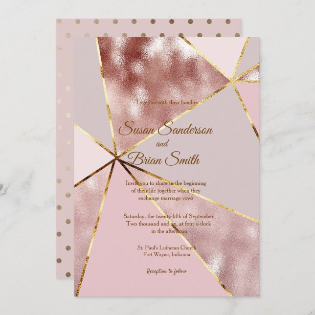 Rose Gold Wedding Invitation (Front/Back)