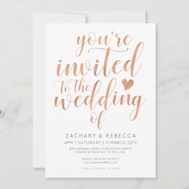 Rose Gold Wedding Invitation Blush (Front)