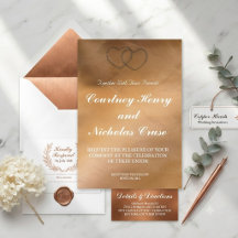 Rose Gold Wedding Invitation Lace Heart Frame