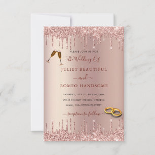 Rose Gold Wedding Invitation Your Own Design