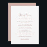 Rose Gold Wedding Kissing Menu Game Card<br><div class="desc">This rose gold wedding kissing menu game card is perfect for a modern wedding reception. The simple and elegant design features classic and fancy script typography in rose gold.</div>