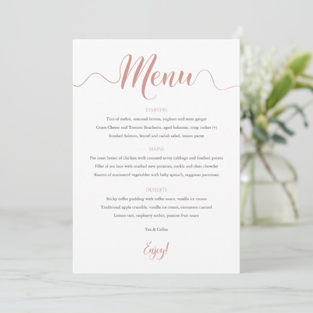 Rose Gold Wedding Menu (Standing Front)