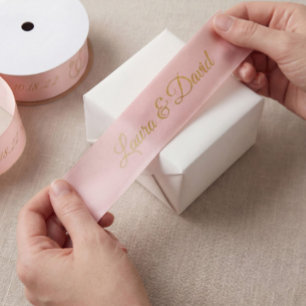 Rose Gold Wedding Personalised Name Ribbon Satin Ribbon