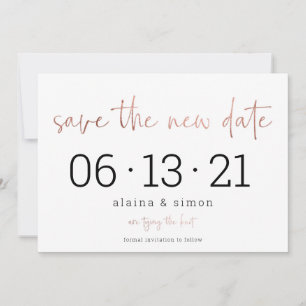 Rose Gold Wedding Postponement Save the New Date
