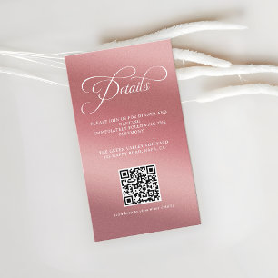 Rose Gold Wedding Reception QR Code Enclosure Card