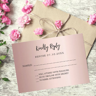 Rose gold wedding response RSVP card