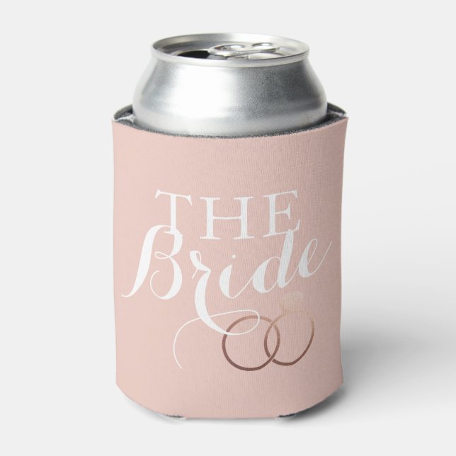 Rose Gold Wedding Ring Blush Bride Can Cooler (Can Front)
