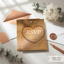 Rose Gold Wedding RSVP Lace Heart Frame