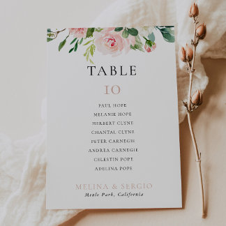 Rose Gold Wedding Table 6 Seating Chart card