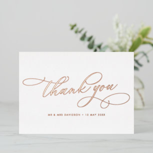 rose gold wedding thank you card