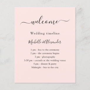 Rose gold wedding timeline program welcome 