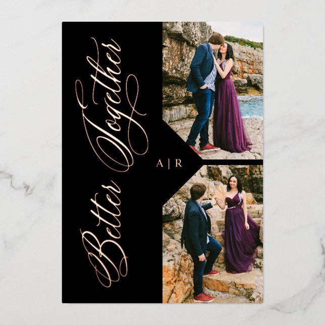 Rose Gold Whimsical Luxury Modern 2 Photos Collage (Front)