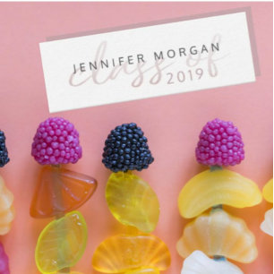 Rose Gold Whimsical Script Graduation Name Card